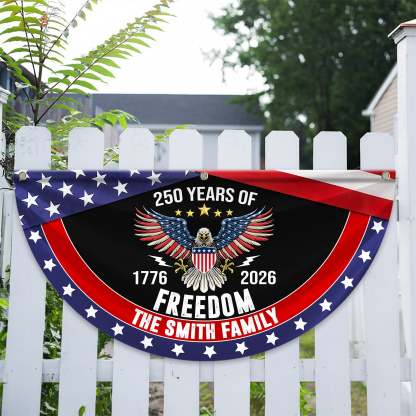 Personalized America 250th Anniversary Bunting Flag USA 250 Years Of Freedom Custom Family Name Non-Pleated Fan Flag CH07 910238