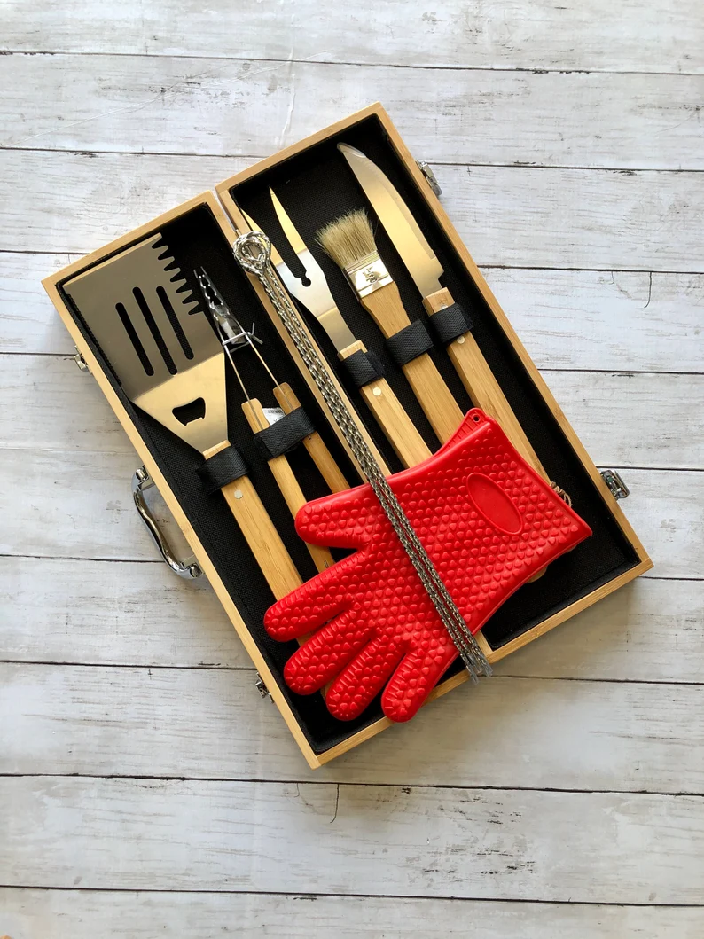 Custom bbq set, grill set, bbq grilling set, bbq set, tool set, grilling tool set, custom tool set, barbecue gift, bbq gift, man gift