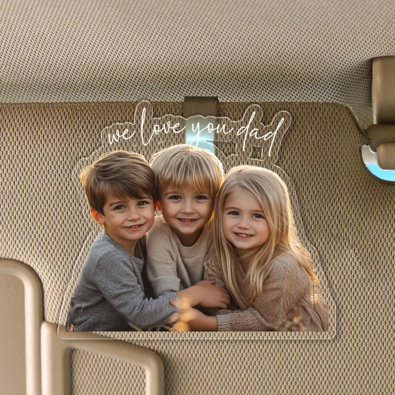 Personalized Car Visor Clip with Custom Photo – Unique Gift for Dad