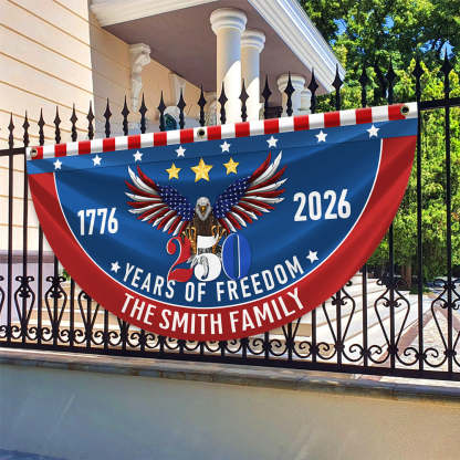 Personalized America 250th Anniversary Bunting Flag Custom Family Name 250 Years Of Freedom Non-Pleated Fan Flag