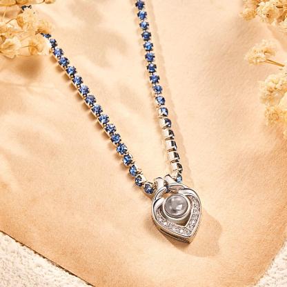 Custom Photo Projection Necklace Heart Tennis Chain Creative Gift