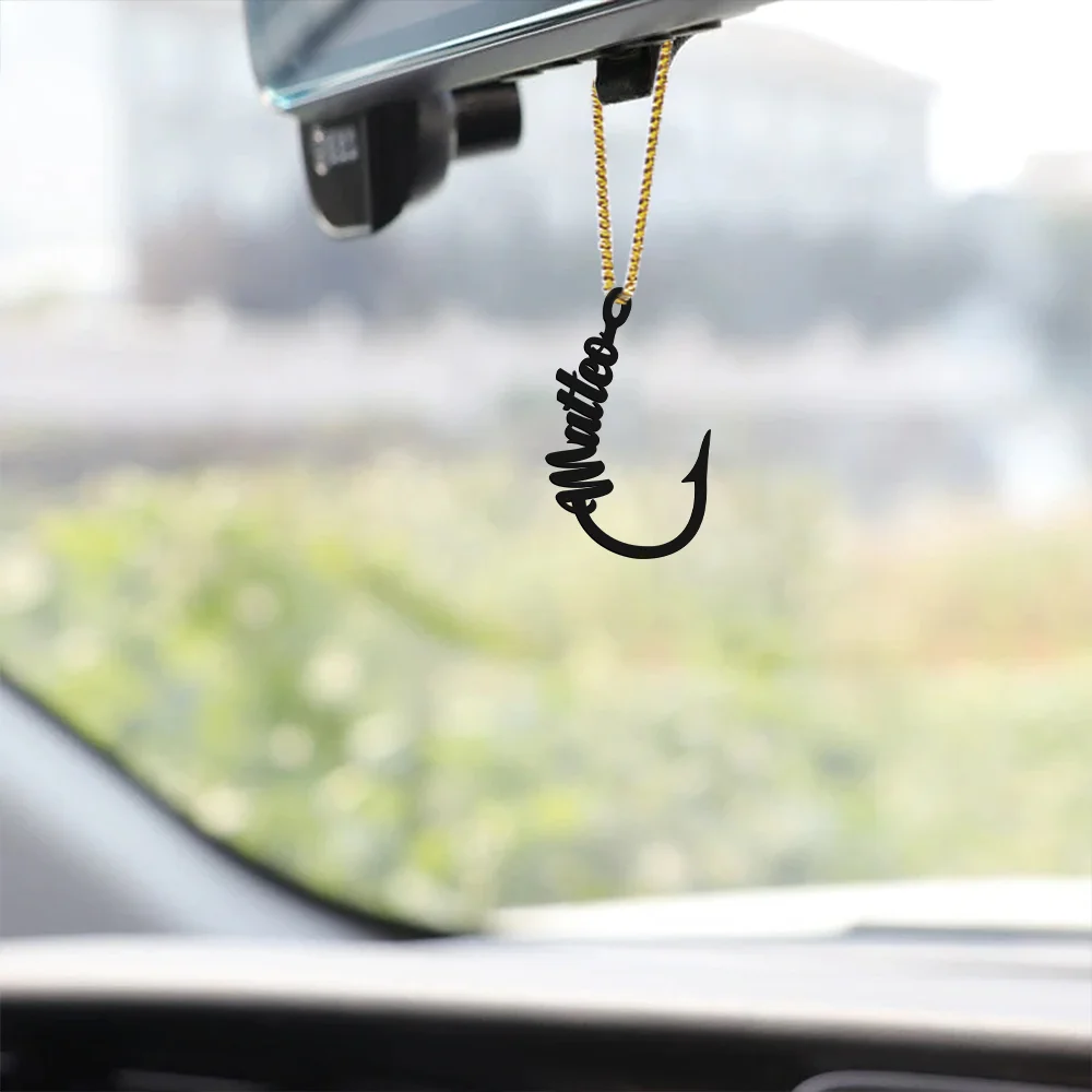 Personalized Lightweight Metal Fishing Hook Ornament with Name Christmas Tree Decoration Christmas Gift for Fishing Lovers