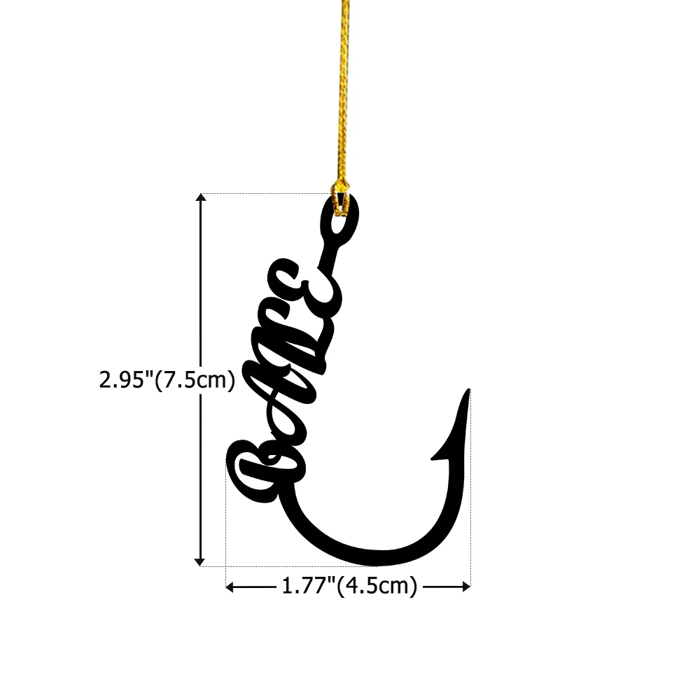 Personalized Lightweight Metal Fishing Hook Ornament with Name Christmas Tree Decoration Christmas Gift for Fishing Lovers