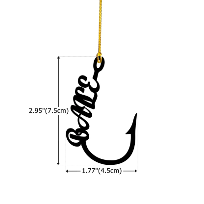 Personalized Lightweight Metal Fishing Hook Ornament with Name Christmas Tree Decoration Christmas Gift for Fishing Lovers