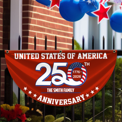 Personalized America 250th Anniversary Bunting Flag Patriotic 250th Anniversary 1776 2026 United States of America Non-Pleated Fan Flag