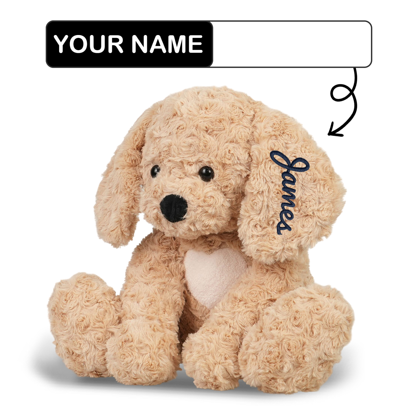 Custom Golden Retriever Stuffed Animal, 12.2" Puppy Plush Personalized Embroidered Name Stuffed Dog Plushie