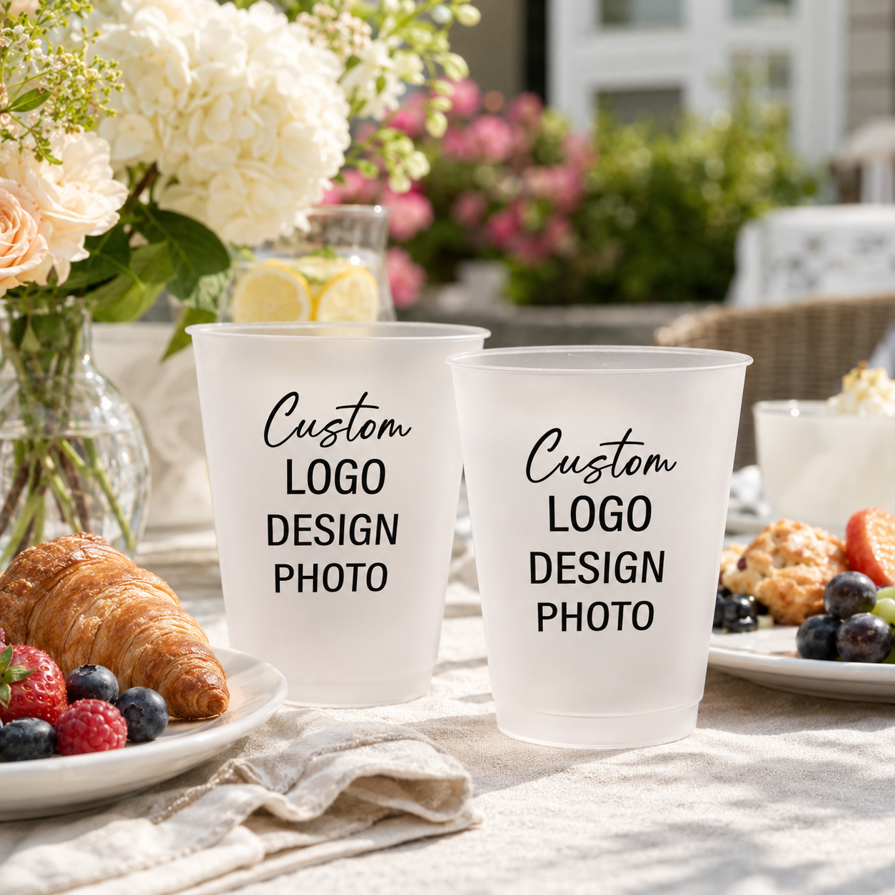 Custom Logo Party Cups, Personalized Plastic Cups for Birthdays, Weddings & Holiday Celebrations