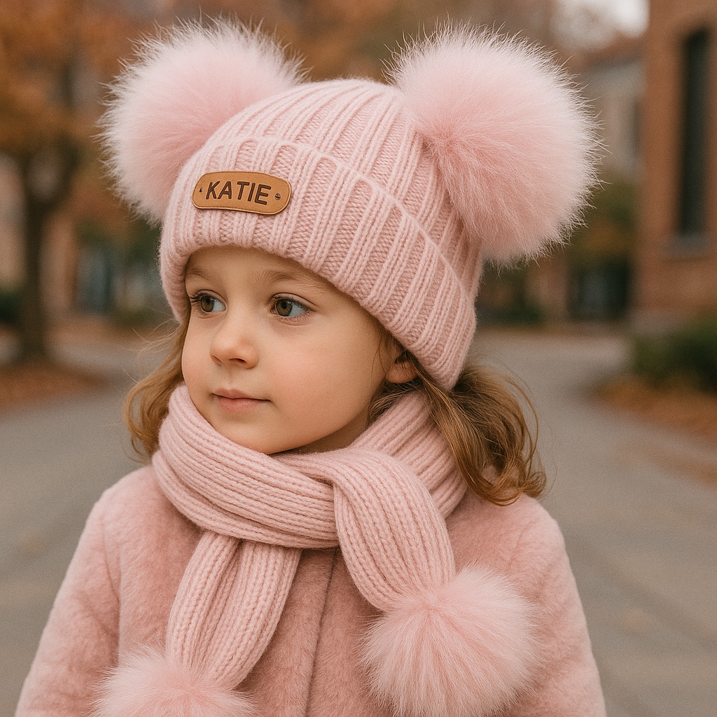 Personalized Name Kid Pom Pom Hat Personalized Baby Beanie,Newborn Baby Beanie Hat Toddler Hat Kids Engraved Name Winter Hat Baby First Christmas Gift