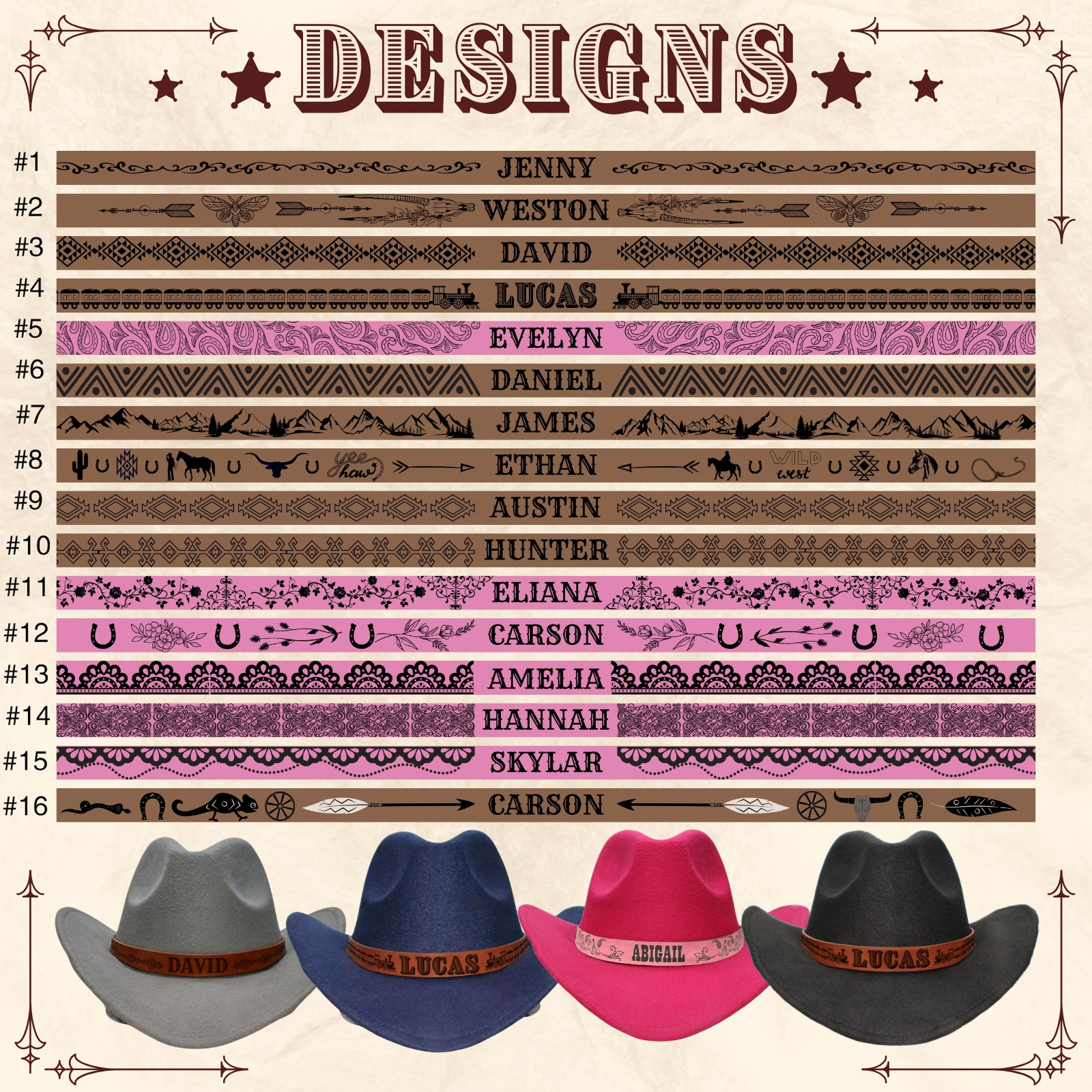Personalized Cowboy Hat for Toddler Boys Girls, Western Hat for Kids Men Women, Custom Leather Patch Baby Cowgirl Hat
