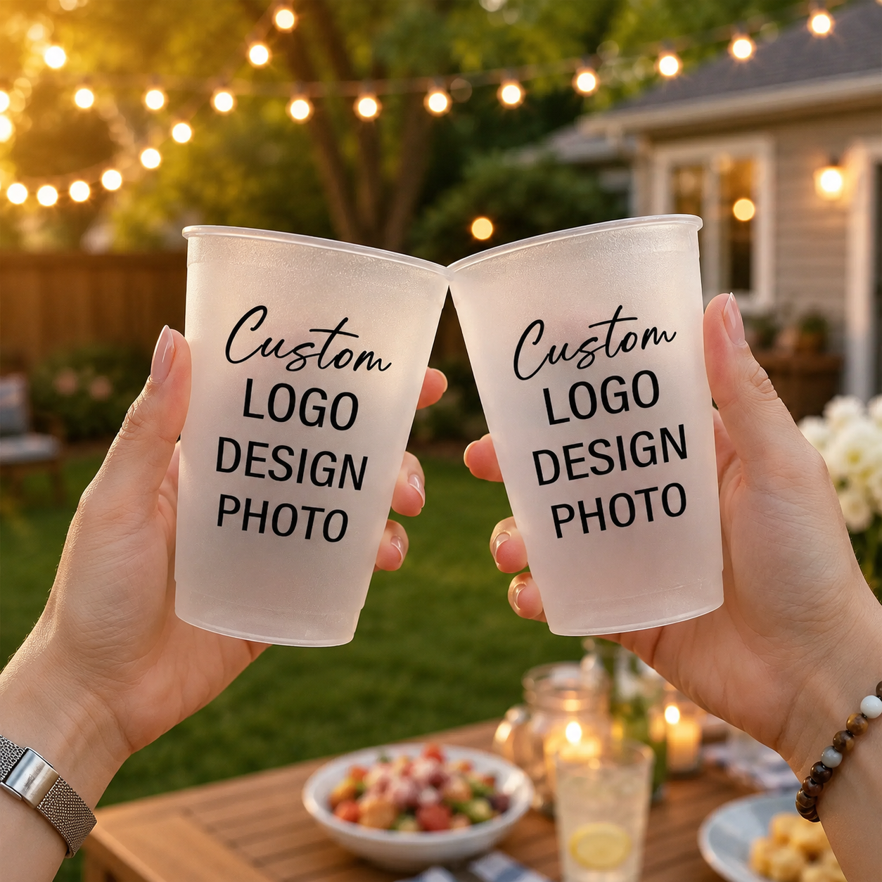 Custom Logo Party Cups, Personalized Plastic Cups for Birthdays, Weddings & Holiday Celebrations