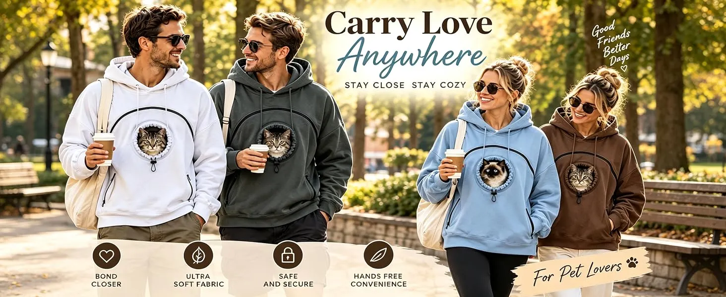 Pet Pouch Hoodie - Cat hoodie with Pouch Pet Carrier Sweatshirt 2026