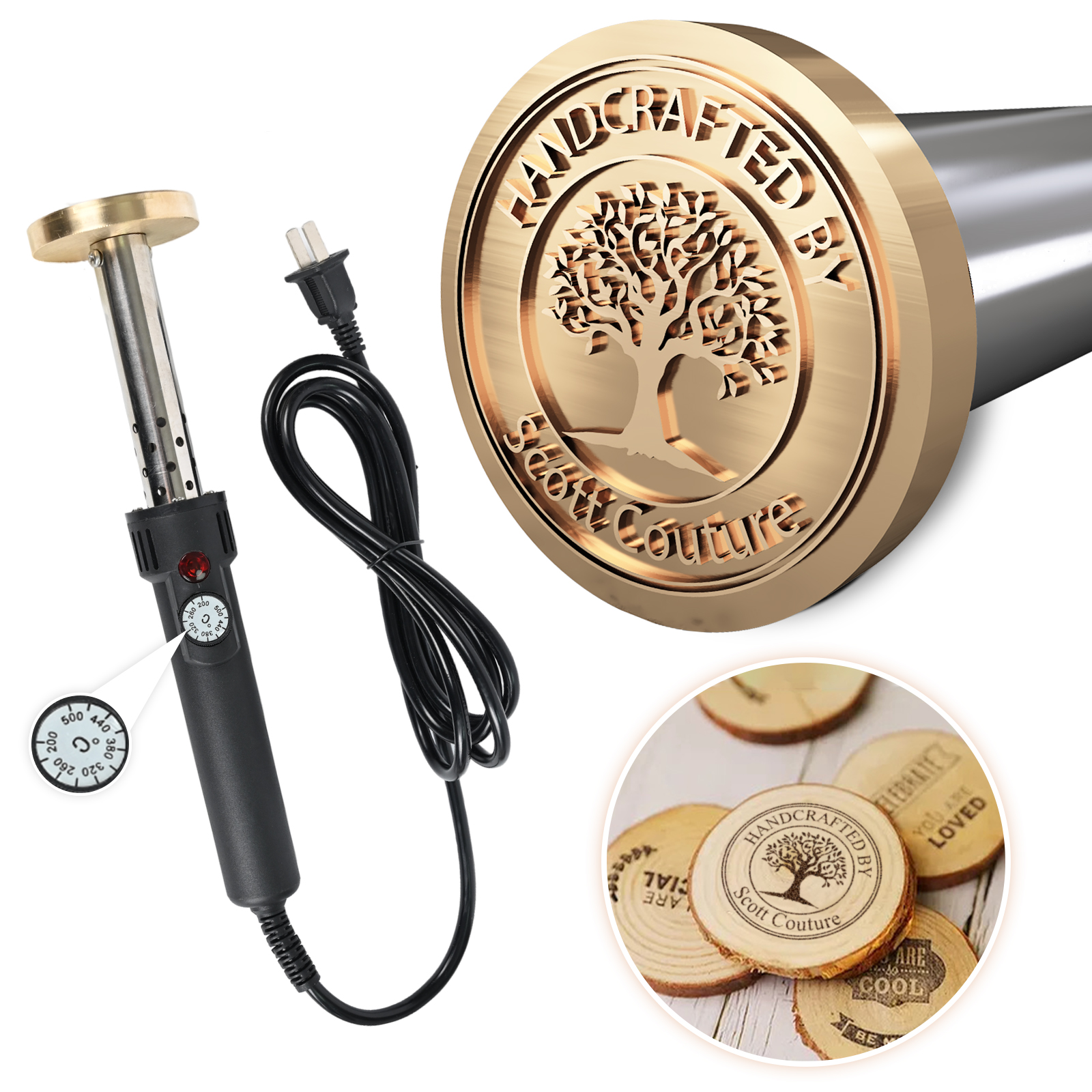 Custom Electric Wood Branding Iron - Personalized Logo Temperature-controlled Wood Burning Stamp, Metal Branding Iron for Leather Food Meat, Letter Branding Irons Gifts for Weddings & Handcraft