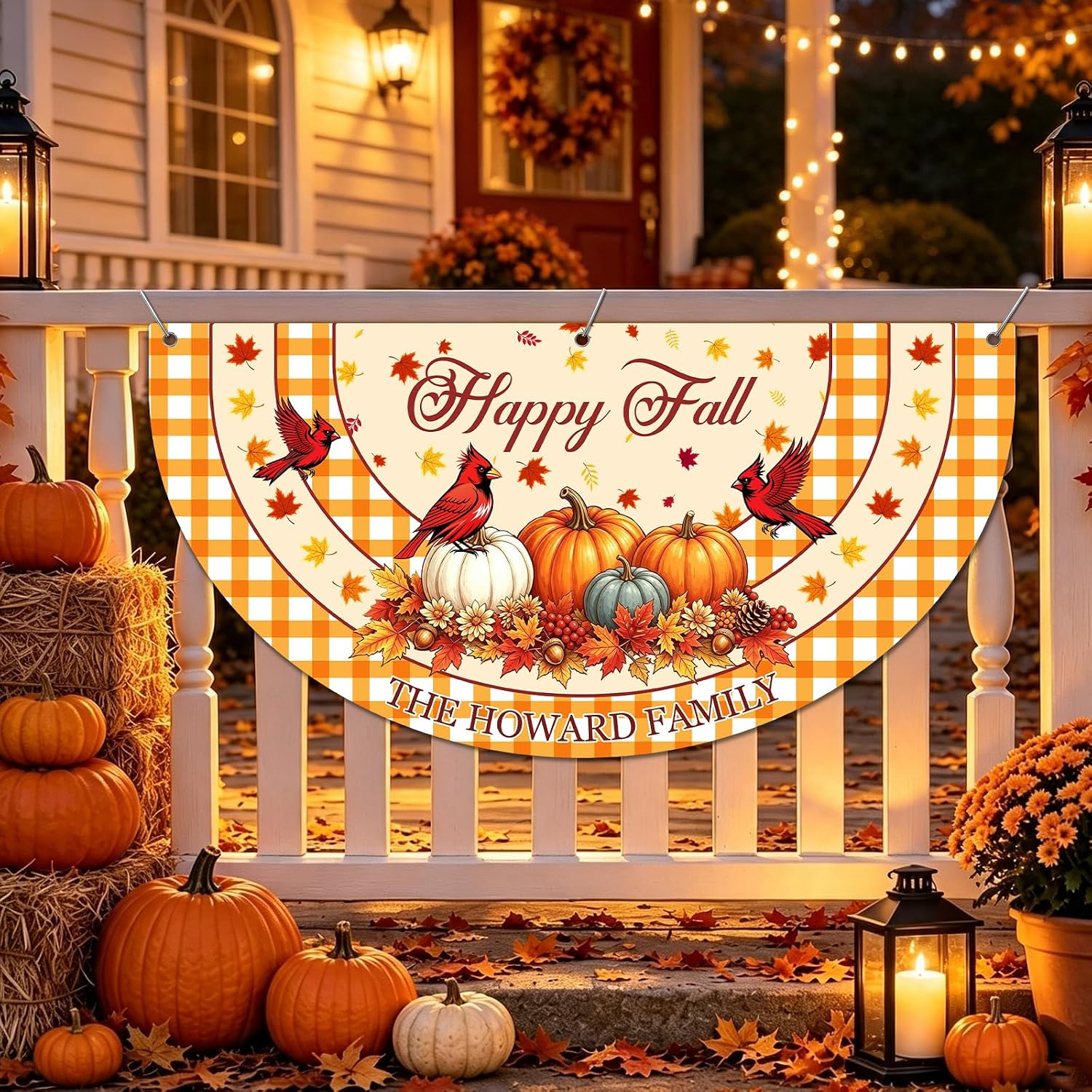 Custom Happy Fall Banner Personalized Thanksgiving Bunting Party Backdrop for Indoor & Outdoor