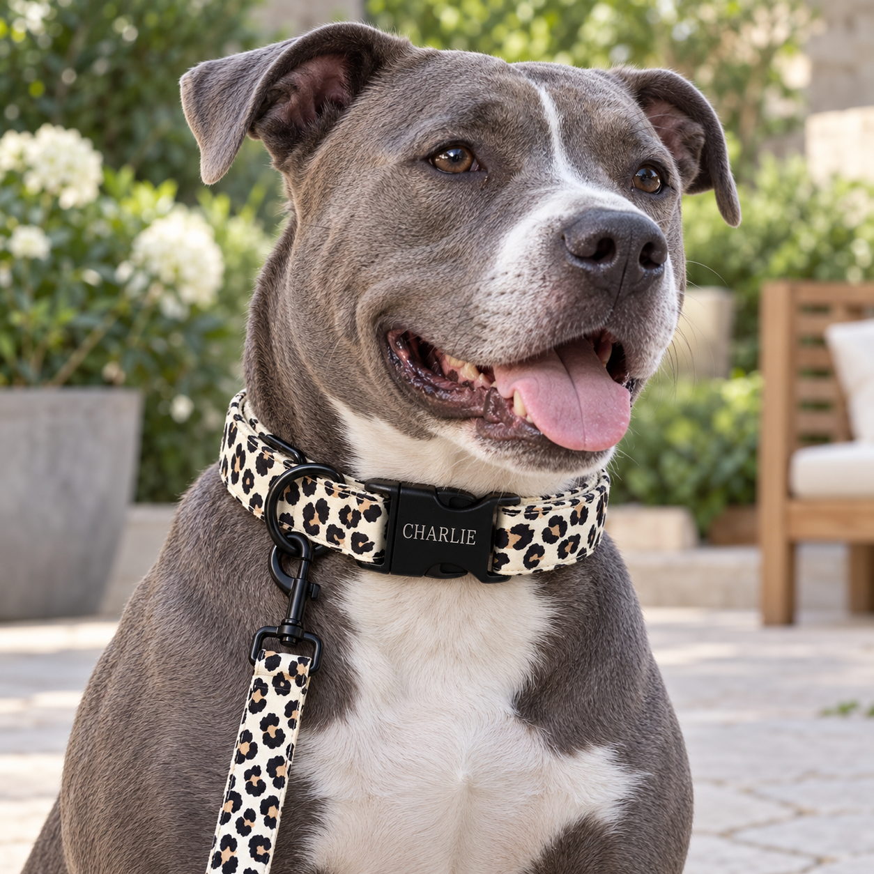 Personalized Leopard Print Dog Collar – Custom Engraving & Adjustable Fit