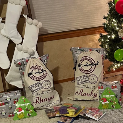 Personalized Christmas Santa Sack, Custom Canvas Gift Bag, Large Santa Present Sack for Kids, Reusable Holiday Gift Bag