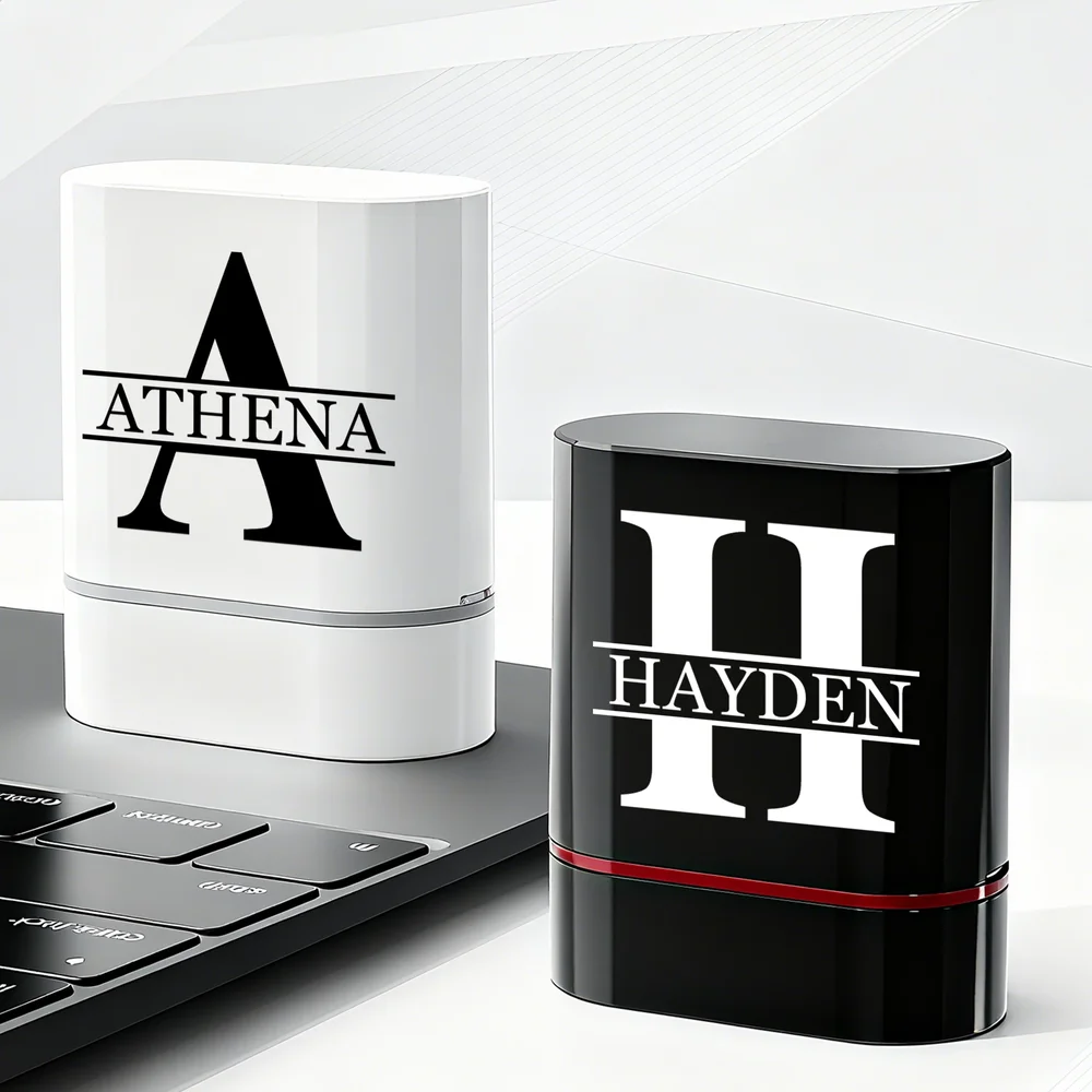 Personalized Simple Initial Name Portable Stamp with Text Daily Use Birthday Gift for Business Partners Friends Family