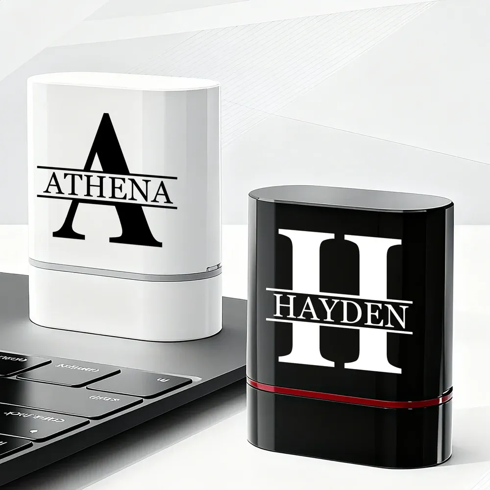 Personalized Simple Initial Name Portable Stamp with Text Daily Use Birthday Gift for Business Partners Friends Family
