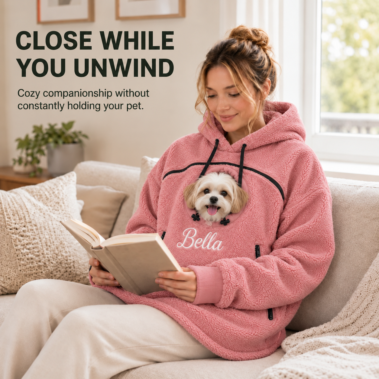 Personalized Fleece Pet Carrier Hoodie | Custom Embroidered Pet Name, Unisex Warm Cozy Hoodie for Small Dogs & Cats