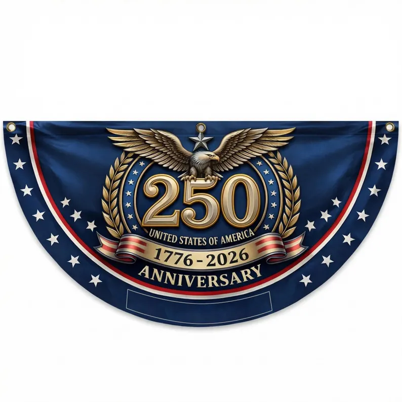 Personalized Family Name USA 250th Anniversary Flag, Custom 1776-2026 Bunting, Patriotic Porch Decor
