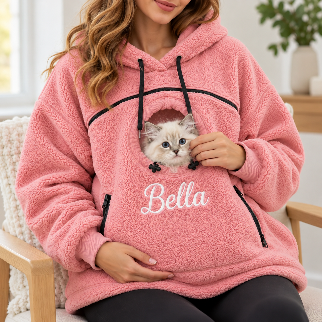 Custom Embroidered Pet Carrier Hoodie | Cozy Unisex Fleece Sweatshirt, Gift for Pet Moms & Dads