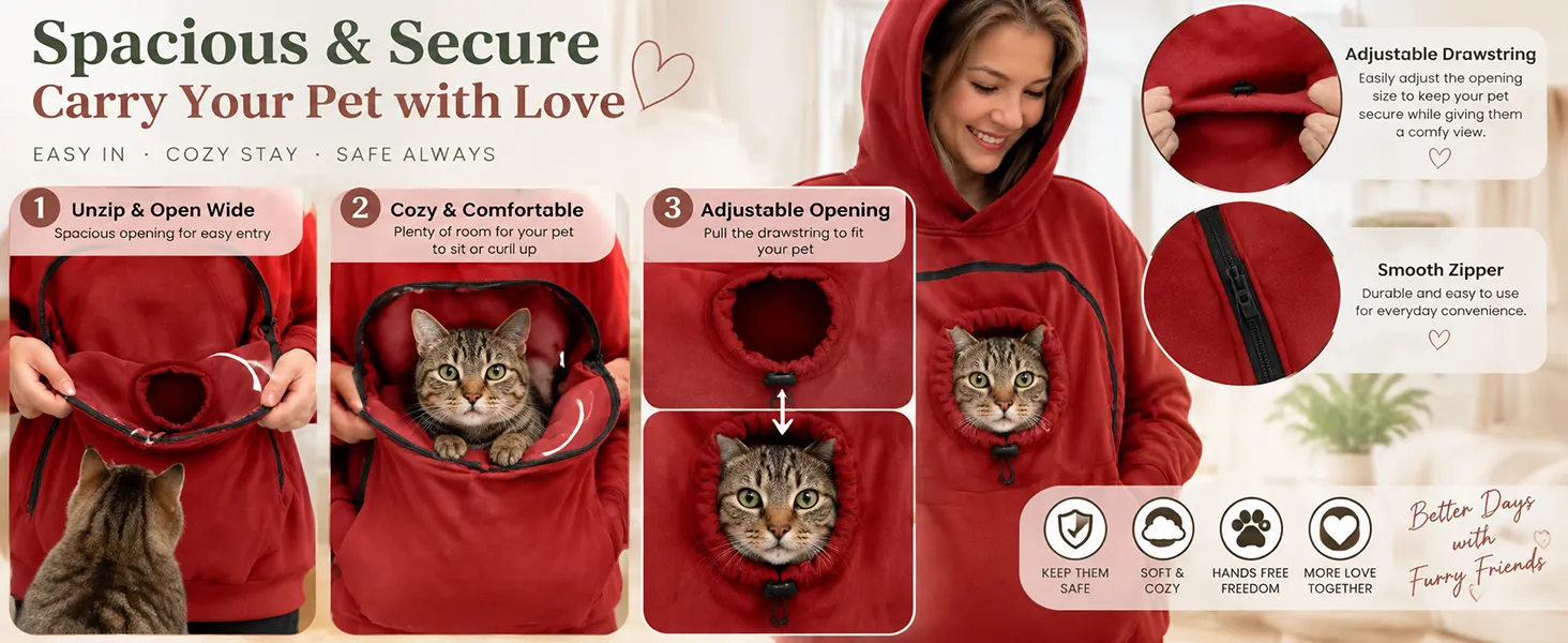 Pet Pouch Hoodie - Cat hoodie with Pouch Pet Carrier Sweatshirt 2026