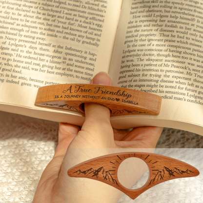 Personalized Book Page Holder Custom Wooden Thumb Ring Page Holder for One-Handed Reading A True Friendship Is A Journey Without An End