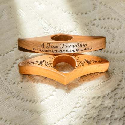 Personalized Book Page Holder Custom Wooden Thumb Ring Page Holder for One-Handed Reading A True Friendship Is A Journey Without An End