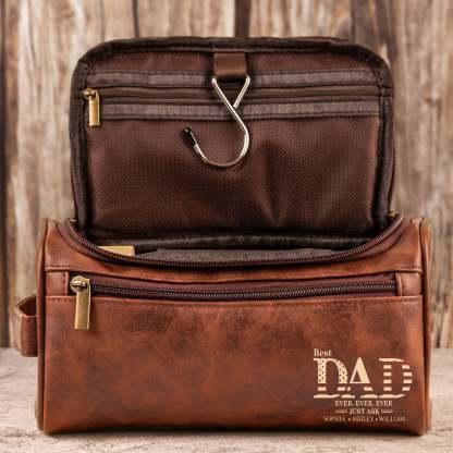 Best Dad Ever - Personalized Leather Toiletry Bag