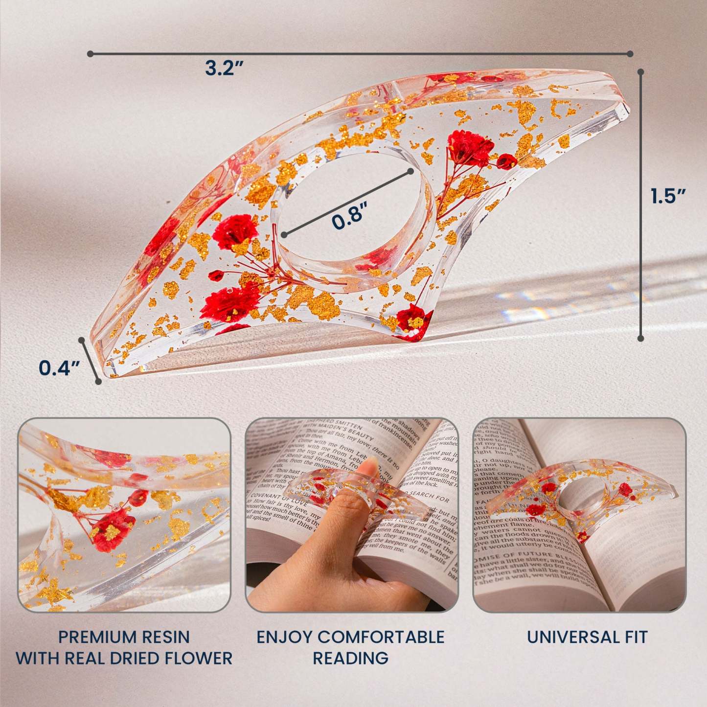 Personalized Resin Book Page Holder Real Flower, Floral Flower, Book Lover Perfect Book Lover Gift for Birthday or Anniversary 