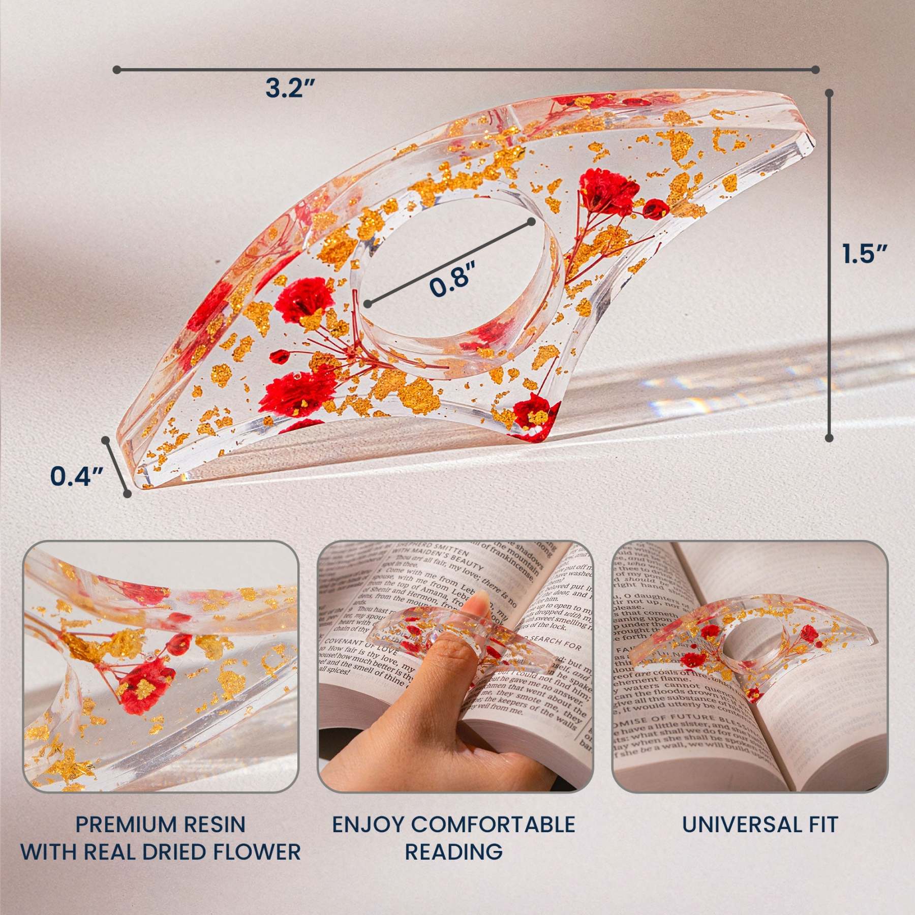Personalized Resin Book Page Holder Real Flower, Floral Flower, Book Lover Perfect Book Lover Gift for Birthday or Anniversary 