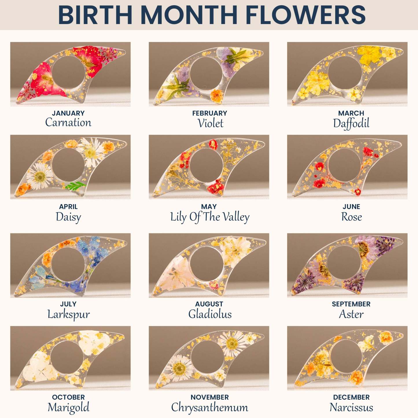 Birth Flower Book Lover - Personalized Resin Book Page Holder