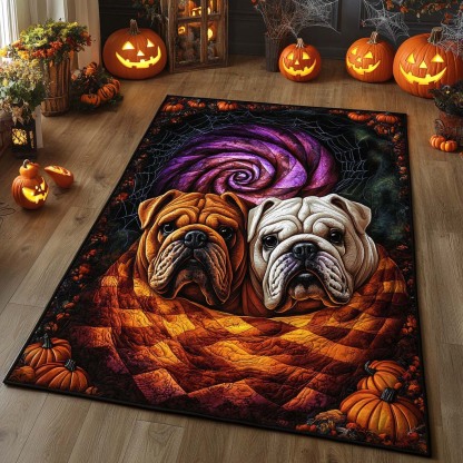 Halloween Bulldog Duo Pumpkin Area Medium-Pile Area Rug