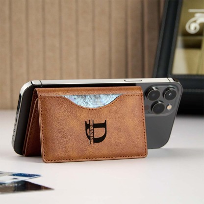 TriFold Magnetic Wallet with Phone Stand Genuine Leather Card Holder Viewer Perfect Gift for Men