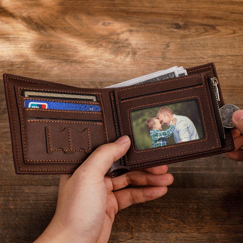 Gifts For Men Personalized Photo Wallet For Men Custom Photo Engraved Wallet for Dad