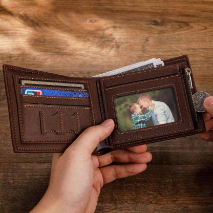 Gifts For Men Personalized Photo Wallet For Men Custom Photo Engraved Wallet for Dad