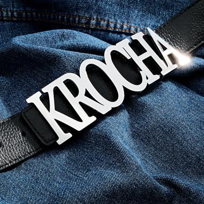 Custom Name Belt Buckle with Free Belt Personalized Letter Belt Gift For Him