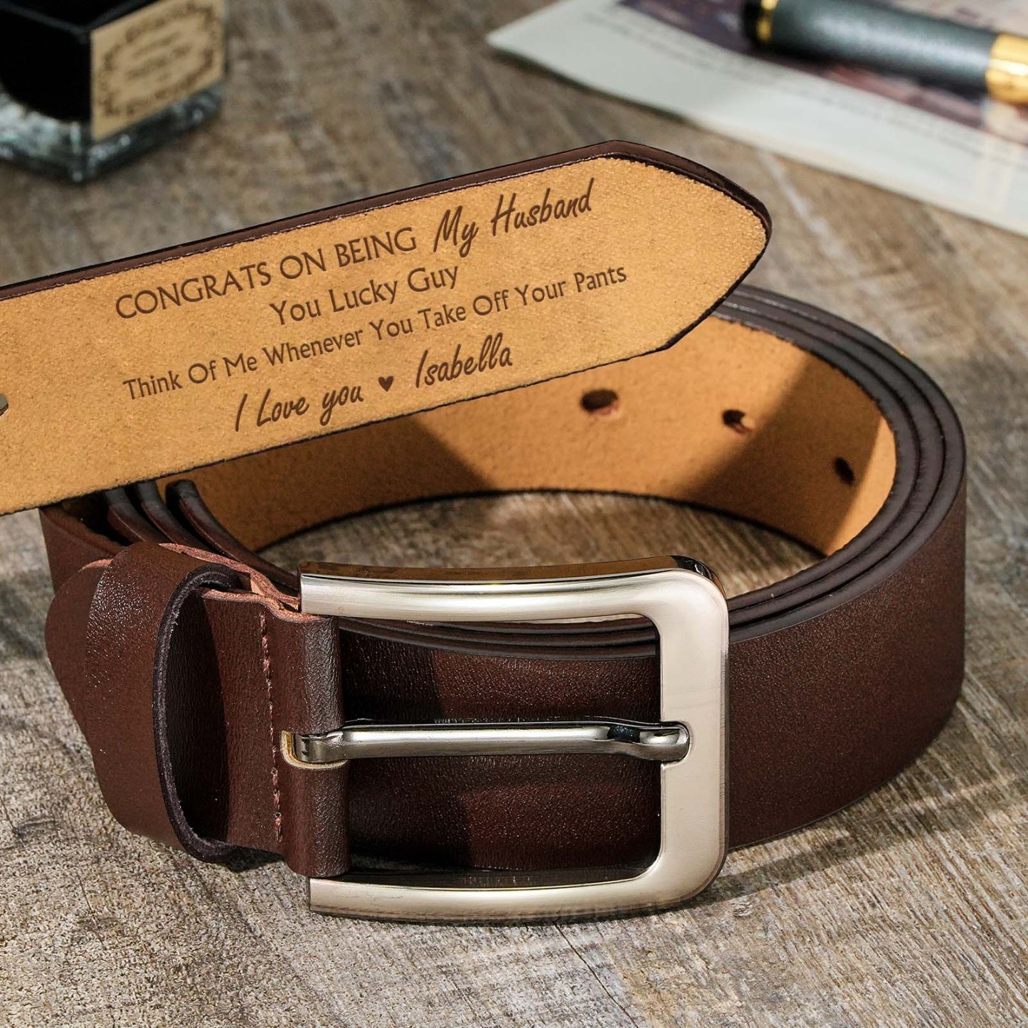Gifts for Husband or Boyfriend Custom Engraved Leather Belt Personalized Name Belts