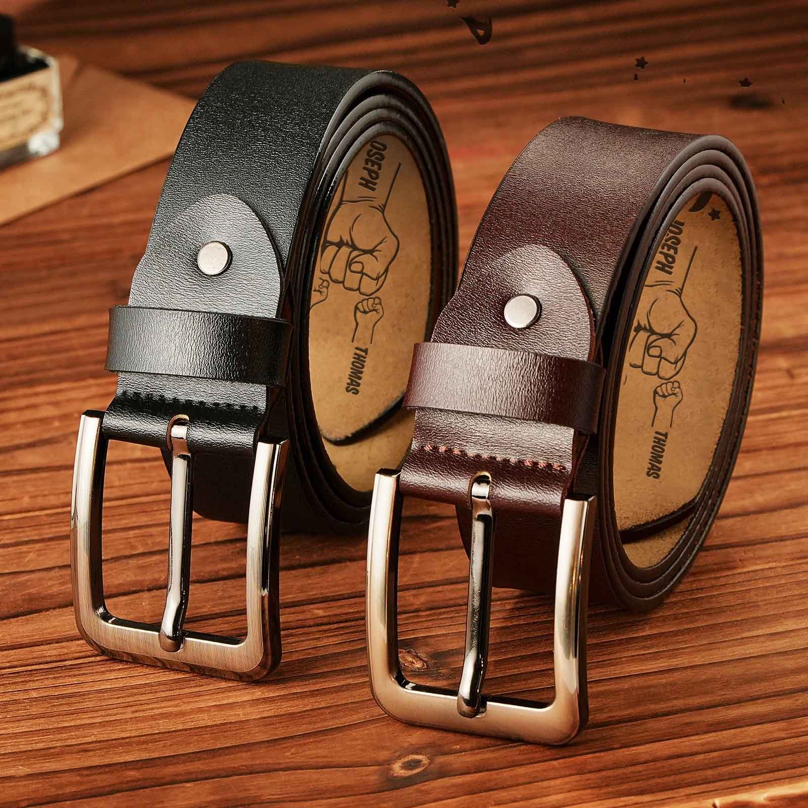 Custom Engraved Leather Belt Personalized Name Belt Gift For Dad Best Father Ever