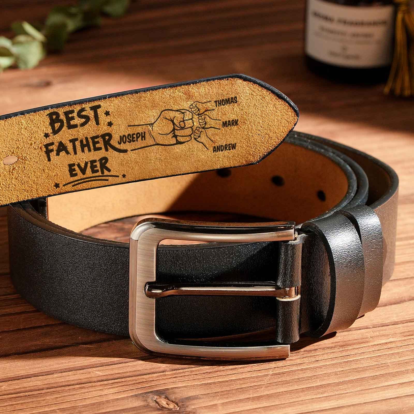 Custom Engraved Leather Belt Personalized Name Belt Gift For Dad Best