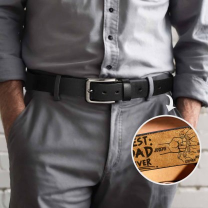 Custom Engraved Leather Belt Personalized Name Belt Gift For Dad Best Father Ever