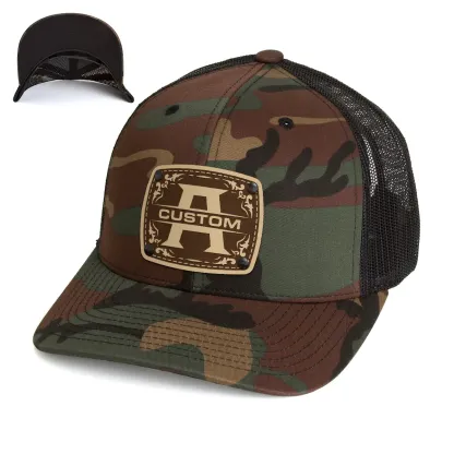 Custom Initials Hat with Engraved Leather Patch  / Monogram Custom Hat