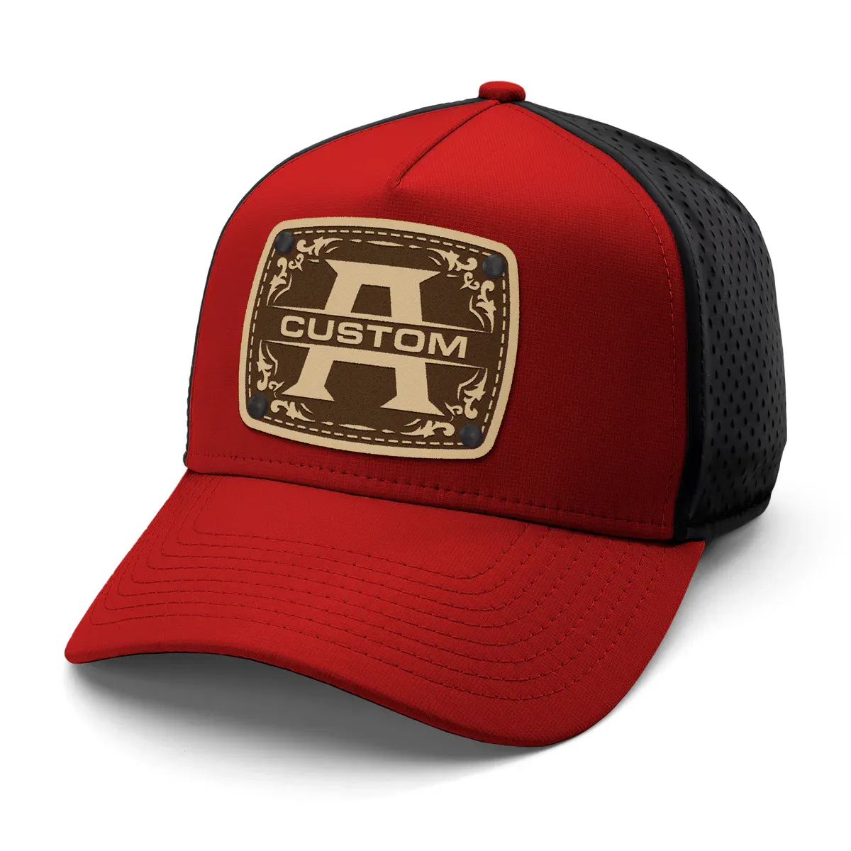 Custom Initials Hat with Engraved Leather Patch  / Monogram Custom Hat
