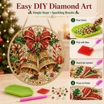 🎅✨Christmas Suncatcher Diamond Art Hanging Ornament Kit – Sparkling DIY Window Ornament