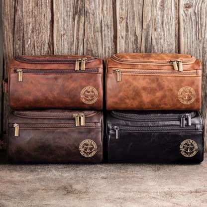 Congrats On Being My Brother - Personalized Leather Toiletry Bag