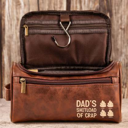 Dad’s Sh!Tload Of Crap - For Daddy, Papa, Uncle - Personalized Leather Toiletry Bag