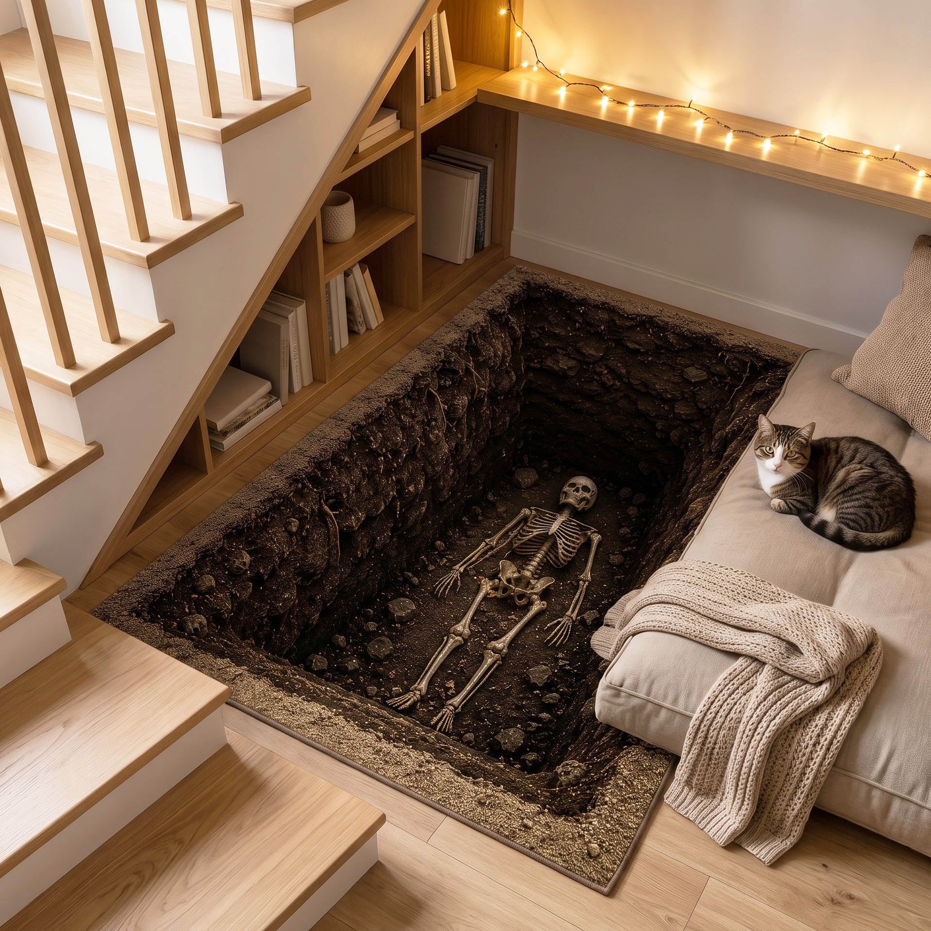 Halloween Deadly Hollow Area Rug, Spooky Haunted Hollow-Themed Floor Decor with Anti-Slip Backing for Living Room, Bedroom and Entryway