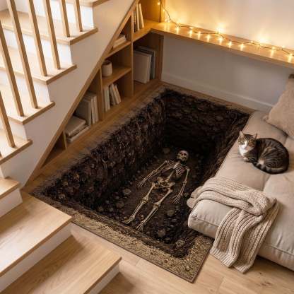 Halloween Deadly Hollow Area Rug, Spooky Haunted Hollow-Themed Floor Decor with Anti-Slip Backing for Living Room, Bedroom and Entryway