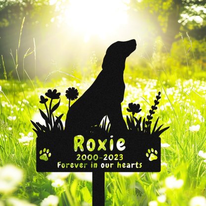 Personalized Yorkshire Terrier Dog Memorial Stake Grave Marker, Custom Dog Yorkshire Terrier Memorial Grave Marker Garden Stake, Metal Flowers Dog Memorial Yard Garden Sign with Stake