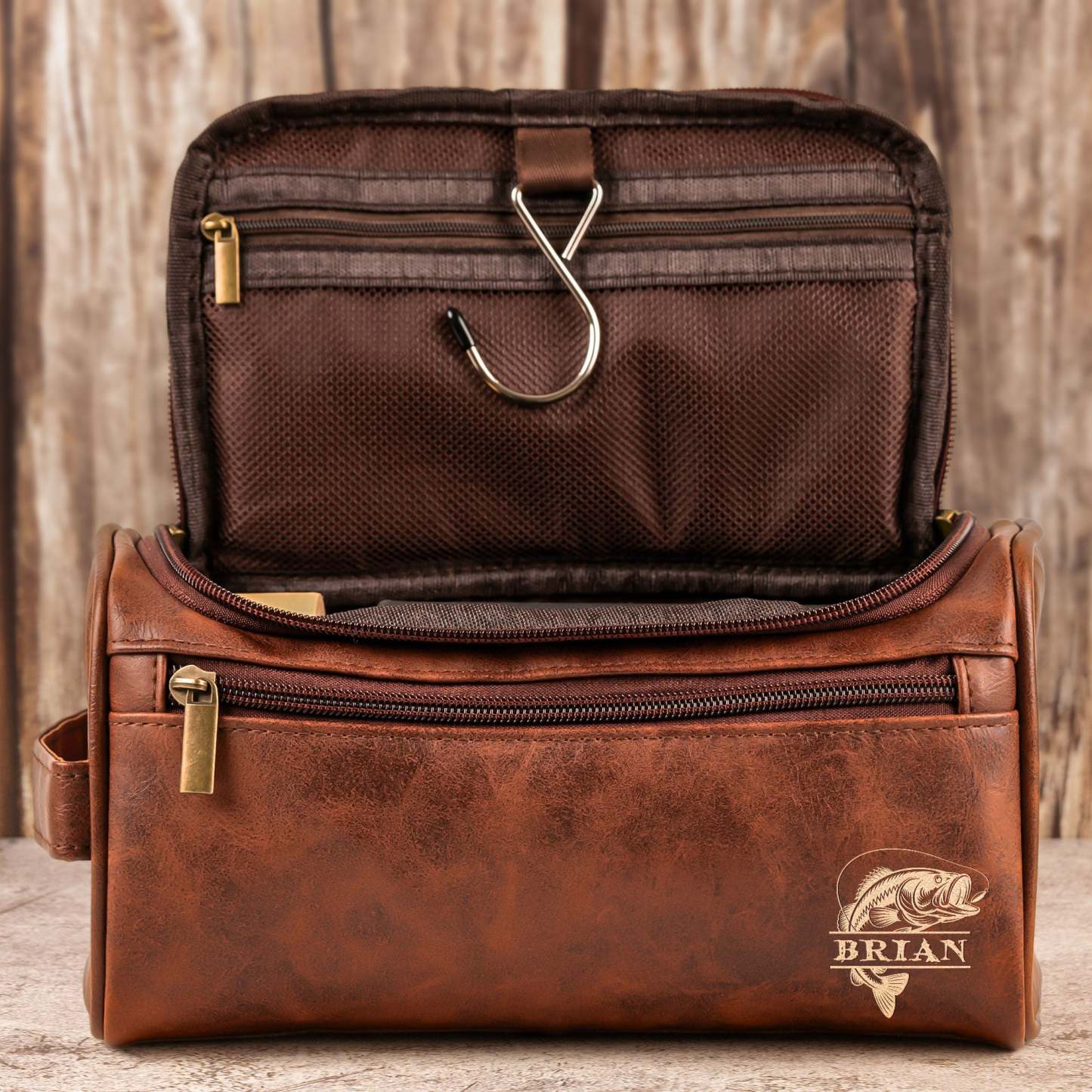 Grandpa Hobby Monogram - Personalized Leather Toiletry Bag