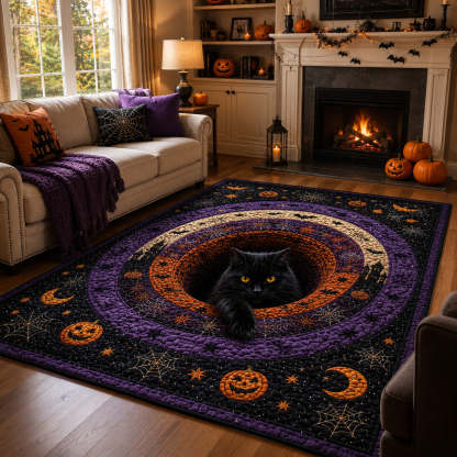 Halloween Haunted Hearth Area Rug, Spooky Haunted Fireplace-Themed Seasonal Floor Decor with Anti-Slip Backing for Living Room, Bedroom and Entryway